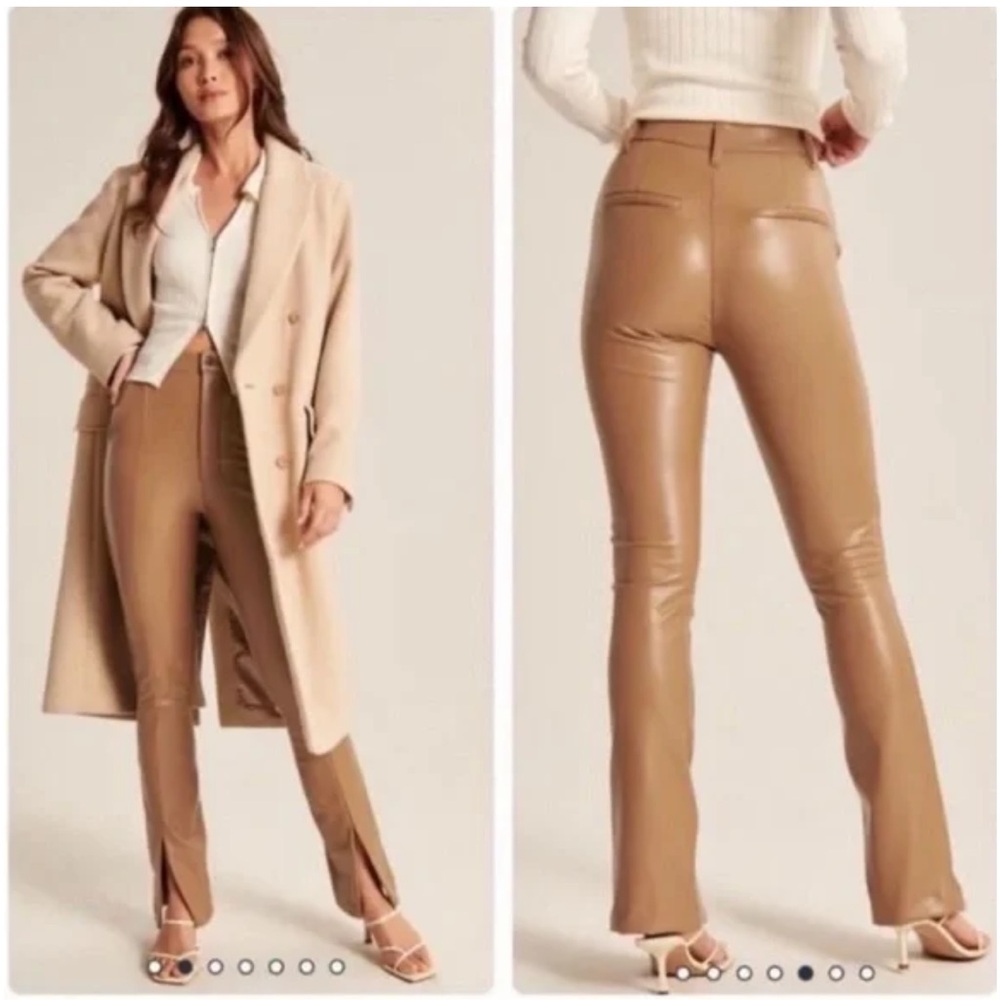 NWOT Abercrombie & Fitch The Skinny Ultra High Rise Vegan Leather Split-Hem Pant